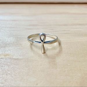 Silver Egyptian Anch Ring, Size 7